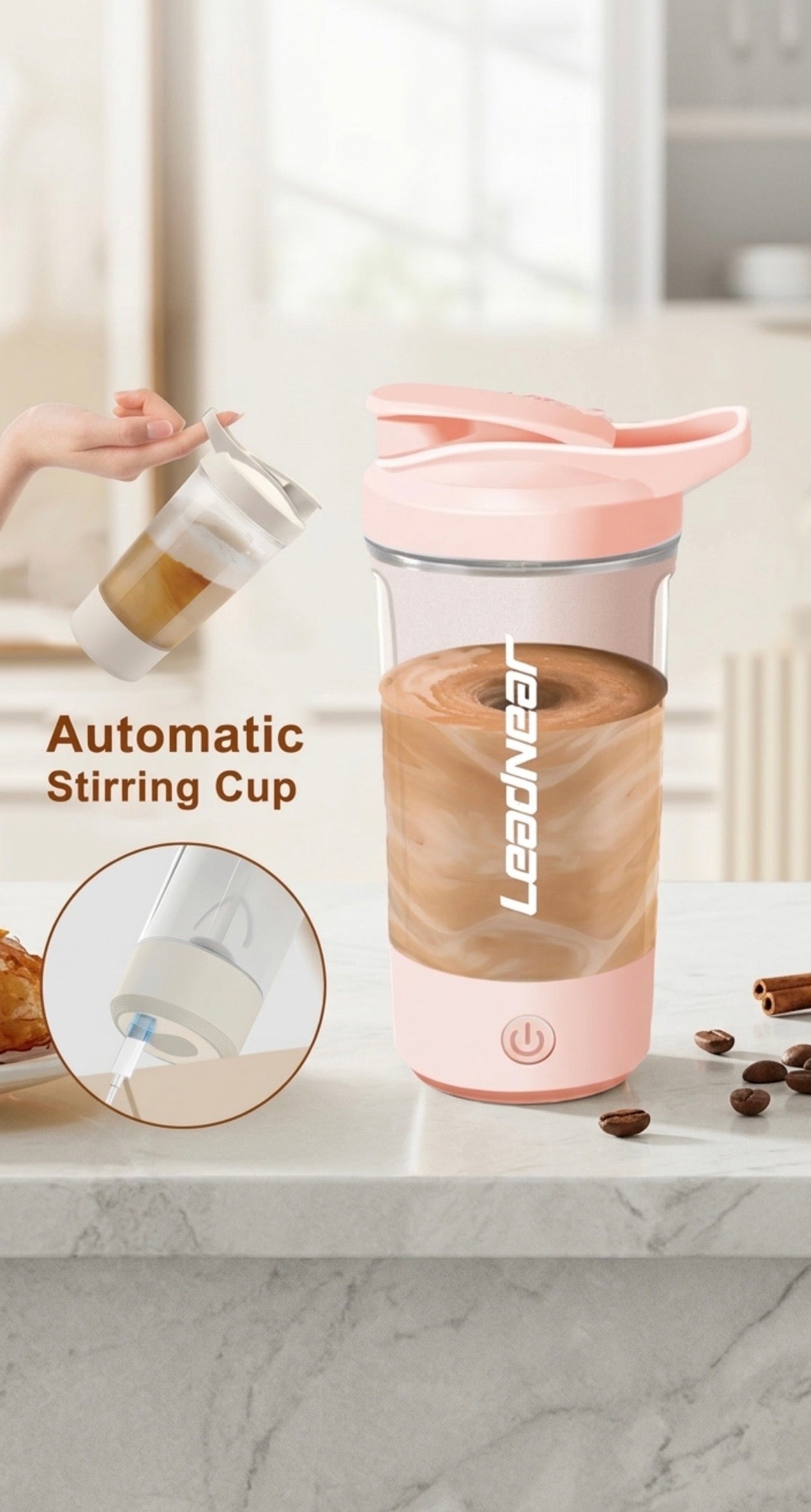 Portable electric blender USB rechargeable, high powerful mixing cup.